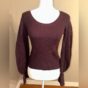 PAIGE Virtue Rib Wool Blend Sweater in Black Cherry